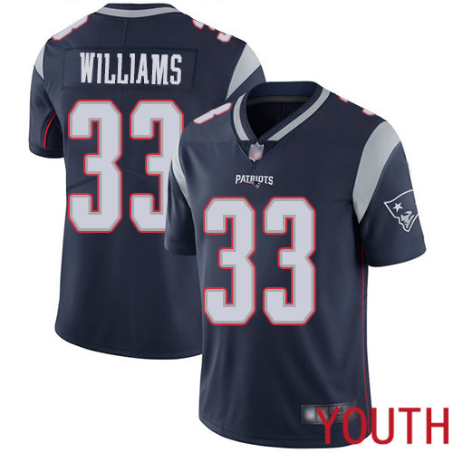 New England Patriots Football #33 Vapor Limited Navy Blue Youth Joejuan Williams Home NFL Jersey->youth nfl jersey->Youth Jersey